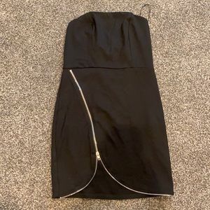 Super down black mini dress